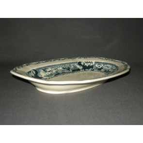 Societe Ceramique Victoria petrol vleesschaaltje 24 x 15,5 cm. met kleine beschadiging