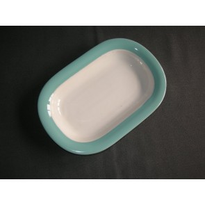 Huizen pastel aqua vleesschaaltje met beschadiging